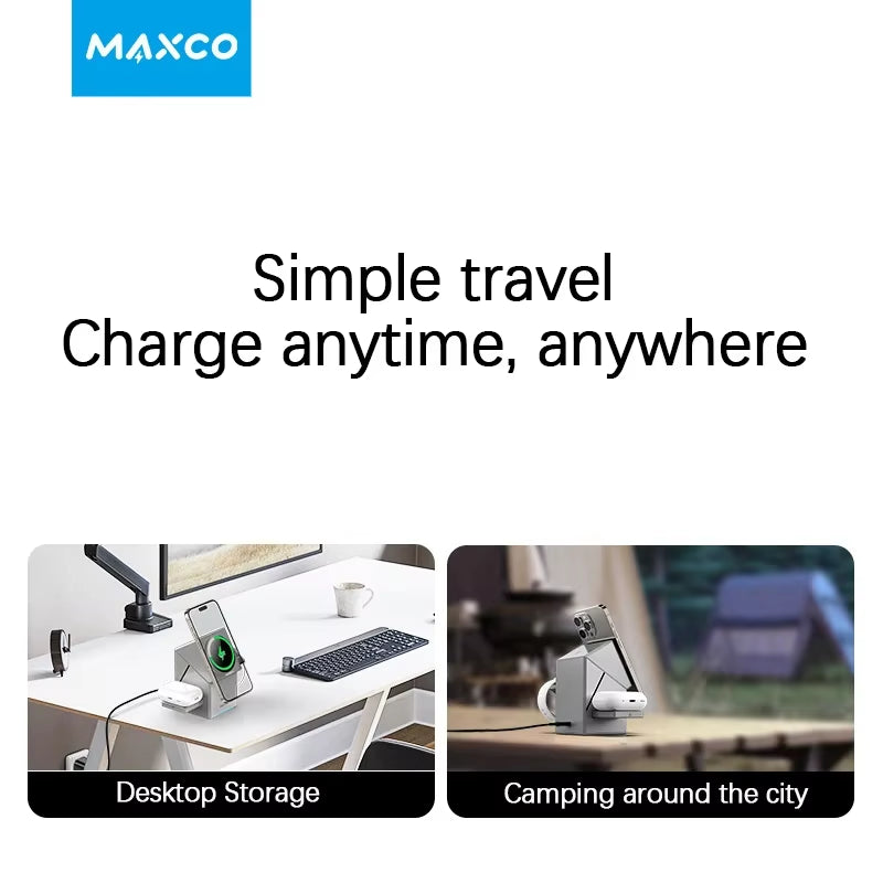 Qi2 Rotating 3-in-1 Magnetic Charging Stand