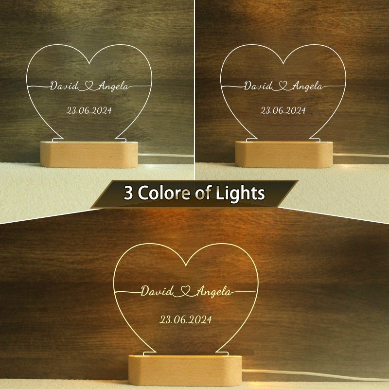 Personalized Heart-Shaped Night Lamp – Custom Name LED Light